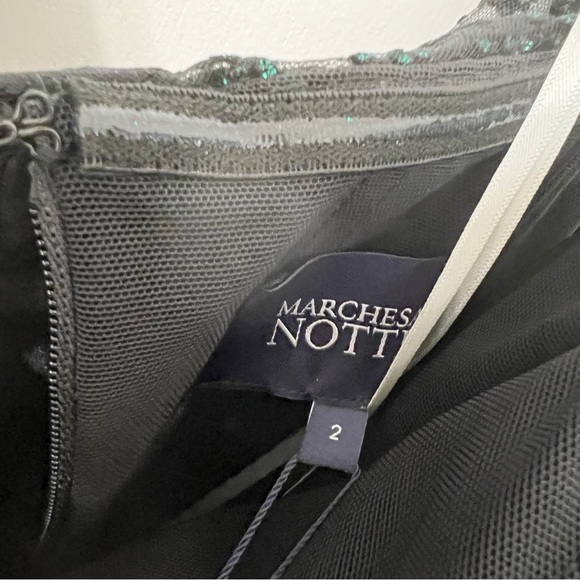 Marchesa Notte Ombré Glitter Tulle Off Shoulder Gown - Picture 10 of 11